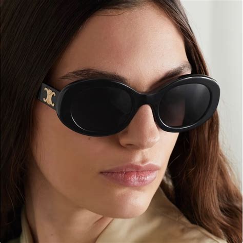 celine triomphe metal.sunglasses|celine triomphe 52mm oval sunglasses.